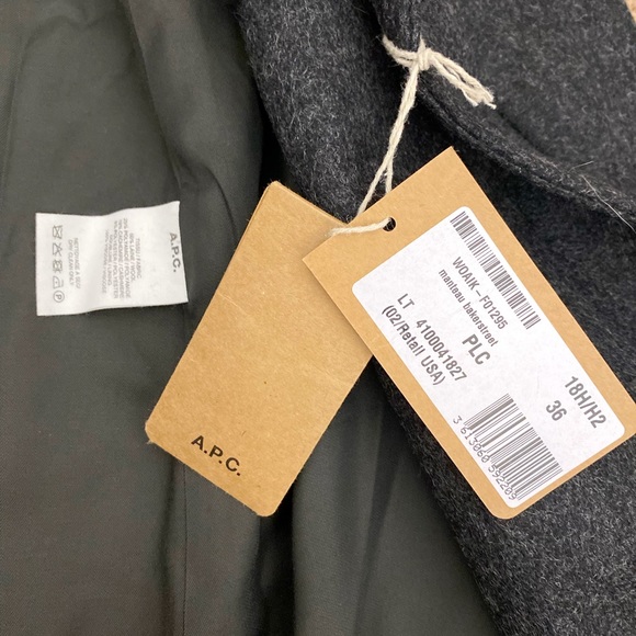 NWT A.P.C Bakerstreet Wool Belted Jacket Coat Dark Gray Size S - Picture 14 of 16